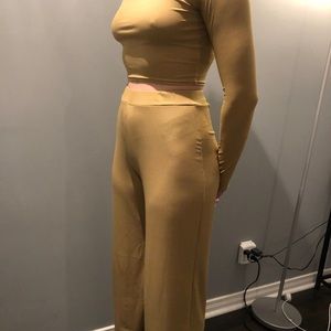 Nasty Gal Long Sleeve, Stretch Lounge Set w/ Cropped Top, Size S